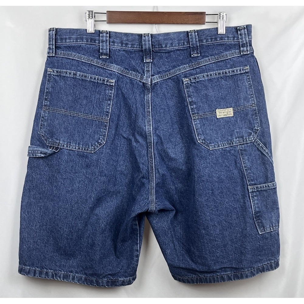 Wrangler Mens‎ 38 Carpenter Denim Shorts Blue Baggy Relaxed Fit Jorts Y2K Skater